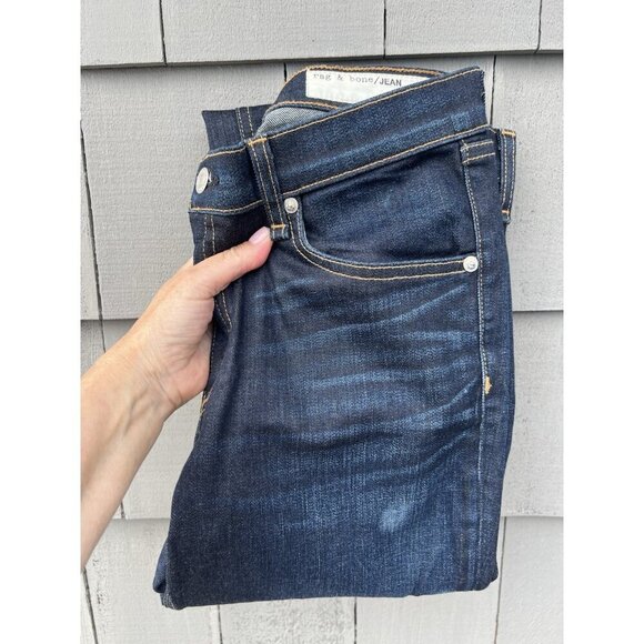 Rag & Bone Kensington dark blue wash skinny straight jeans 31 stretch mobwife - Picture 3 of 11